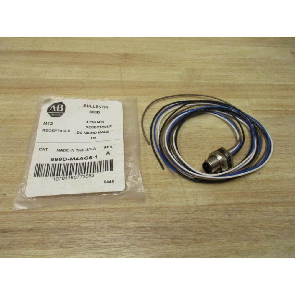Allen Bradley 888D-M4AC5-1 DC Micro Male Receptacle 888DM4AC51 Ser. A