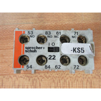 Sprecher + Schuh CS4-P-22 Auxiliary Contact Block CS4P22 - Used