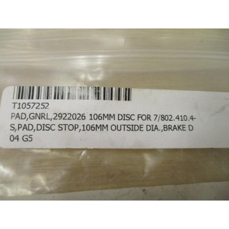 T1057252 Brake Pad Disc 2922026 - New No Box
