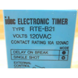IDEC RTE-B21 Electronic Timer Relay RTEB21 120 VAC - New No Box