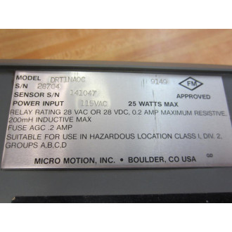 Micro Motion DRT1NA0C D.R.T. Unit DRT1NAOC Enclosure Only - Used