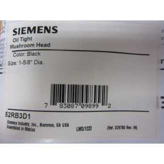 Siemens 52RB3D1 Mushroom Head Black (Pack of 3)