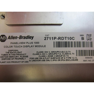 Allen Bradley 2711P-RDT10C PanelView Plus 1000 Display Module Encl.Only - Used