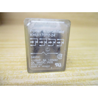 Potter & Brumfield KHU-17D12-24V DC Relay KHU17D1224VDC 3 AMP (Pack of 2) - Used