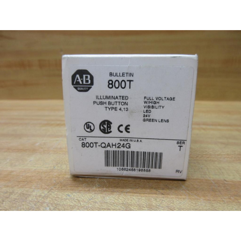 Allen Bradley 800T-QAH24G Green Push Button EMPTY BOX ONLY! Allen Bradley 800T-QAH24G Green Push Button EMPTY BOX ONLY!