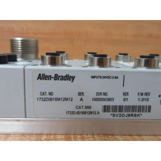 Allen Bradley 1732DIB16M12M12 DeviceNet IO Module WO 2 Plastic Pieces - Used