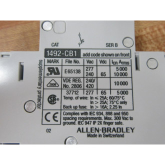 Allen Bradley 1492-CB1G030 Breaker 3A Series B