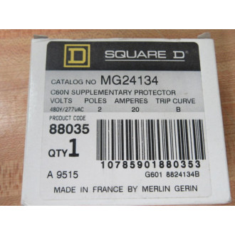 Square D MG24134 Merlin Gerin 88035 Schneider 20A Breaker 24134