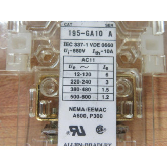Allen Bradley 195-GA10 Contact Block 195GA10 . - New No Box