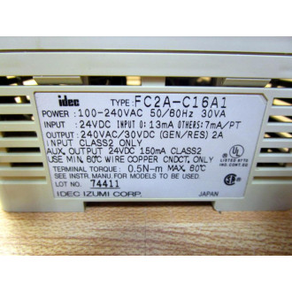 IDEC FC2A-C16A1 Programmable Logic Controller FC2AC16A1 - Used