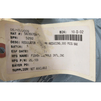 Fisher Controls 95L-109 Pressure Reducing Regulator 95L109 - New No Box