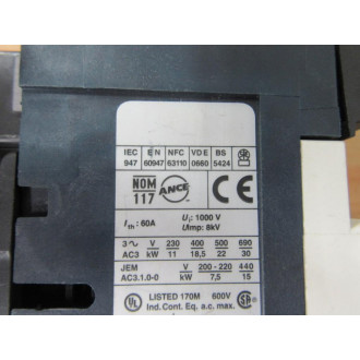 Telemecanique LC1 D40004 F7 Schneider Contactor LC1D40004F7 - Used
