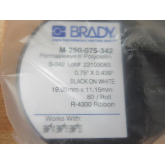 Brady M-250-075-342 Permasleeve Polyolefin Cartridge 131610 80Roll