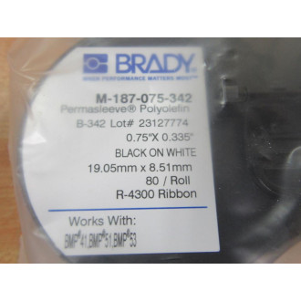 Brady M-187-075-342 Permasleeve Polyolefin Cartridge 131609 80Roll