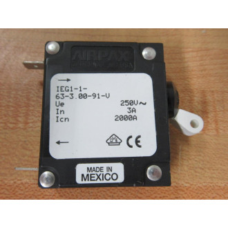 Airpax IEG1-1-63-3.00-91-V 3A Circuit Breaker IEG116330091V - New No Box