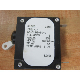 Airpax IEG1-1-63-3.00-91-V 3A Circuit Breaker IEG116330091V - New No Box