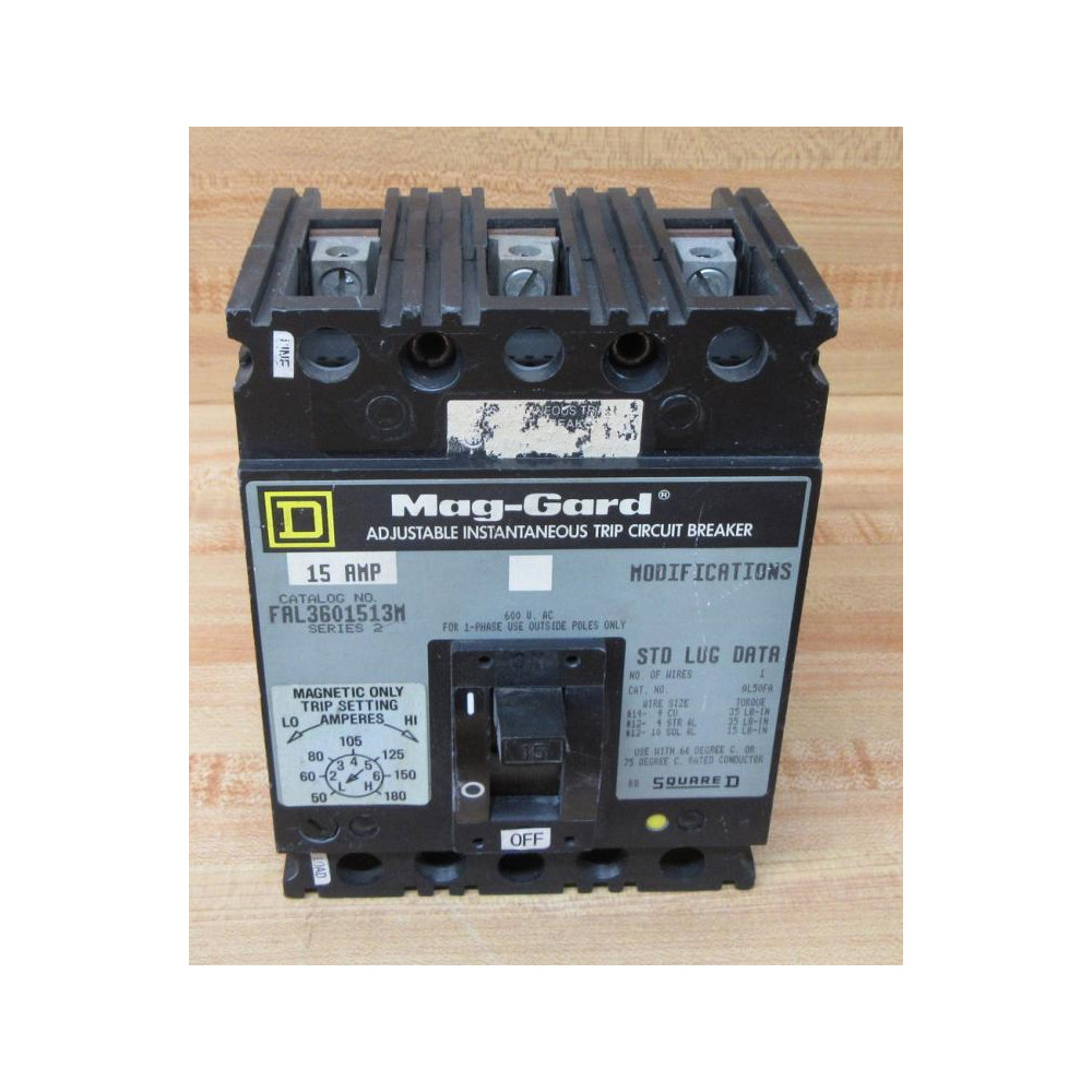 Square D FAL3601513M 15a Circuit Breaker - Used