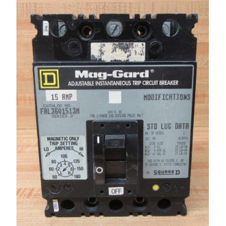 Square D FAL3601513M 15a Circuit Breaker - Used