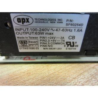 APX Tech SF60254D Power Supply 55-05146-01 - Used