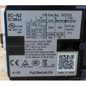 Fuji Electric SC-N2 Contactor SCN2Z56 AC200V 100 100-110 V - Used