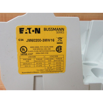 Buss JM60200-3MW16 Bussmann Fuse Block JM602003MW16 - New No Box