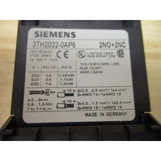 Siemens 3TH2022-0AP6 Contactor Relay 3TH20220AP6 - New No Box
