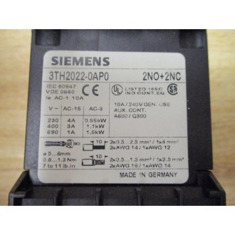 Siemens 3TH2022-0AP0 Contactor Relay 3TH20220AP0 - New No Box
