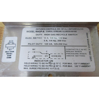 Atunes Controls RHGP-A Pressure Switch RHGPA - New No Box