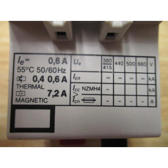 Moeller PKZM 1-0,6 Overload Module PKZM106 660V - Used
