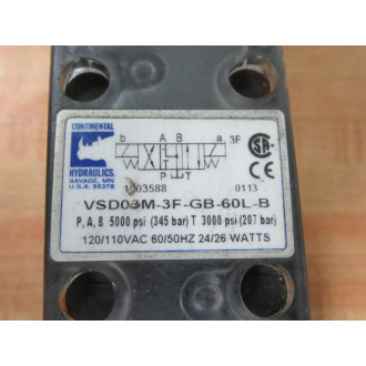 Continental Hydraulics VSD03M-3F-GB-60L-B Valve VSD03M3FGB60LB - New No Box