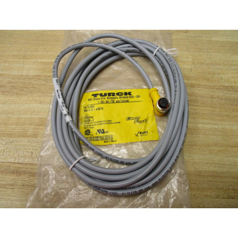 Turck WK 4.4T-4S618 Euro Fast Molded Cordset U2439-2