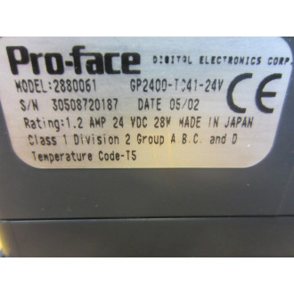Digital Electronics GP2400-T041-24V Pro-Face 7" HMI Panel  2880061 Encl Only - Used