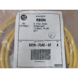 Allen Bradley 889N-F5AE-6F Mini Straight Female Plug 889NF5AE6F