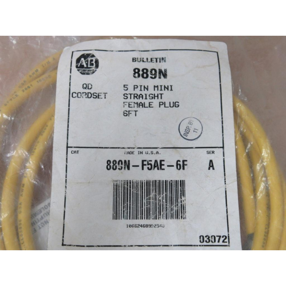 Allen Bradley 889N-F5AE-6F Mini Straight Female Plug 889NF5AE6F