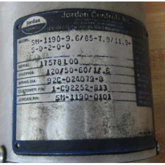 Jordan Controls SM-1190-0101 Encoder SM-1190-9.685-7.911.9-S-D-2-0-0 - Used