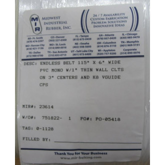 Midwest Industrial Rubber 23614 Endless Belt - New No Box