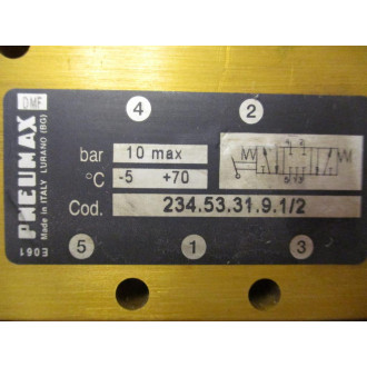 Pneumax 234.53.31.9.12 Valve 2345331912 WO Handle - Used