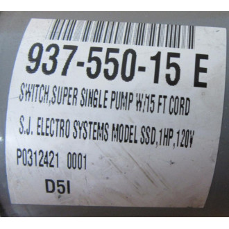 S.J. Electro Systems 1001971 Pump Switch - New No Box