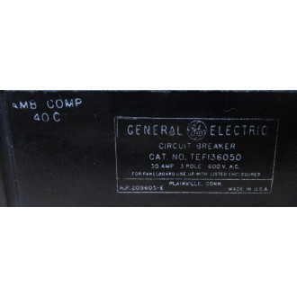 General Electric TEF136050 50A Circuit Breaker - Used