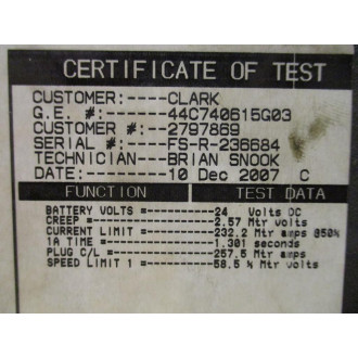 General Electric 44C740615G03 Clark Power Mosfet Control EV-T5 - Used
