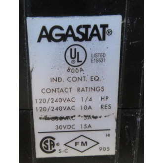 Agastat 7012AF Time Delay Relay 1-10 Minutes DPDT WO Snap Switch - Used