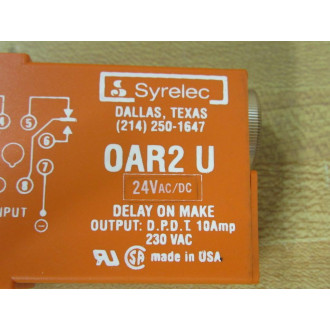 Syrelec OAR2U-110V AC Time Delay Relay OAR2U110VAC Output 10A 250VAC - New No Box