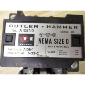 Cutler Hammer A10BN0 Starter A10BNO W Coil - New No Box