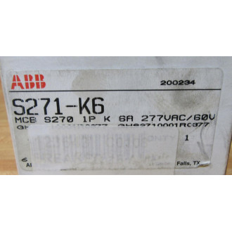 ABB S271-K6 Circuit Breaker S271K6 230400 VAC