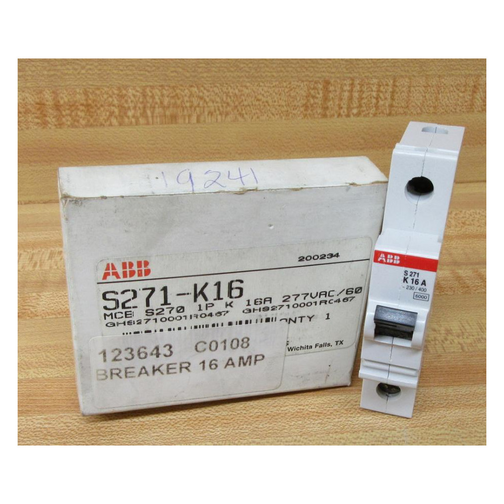 ABB S271-K16 Circuit Breaker S271K16 ABB S271-K16 Circuit Breaker S271K16