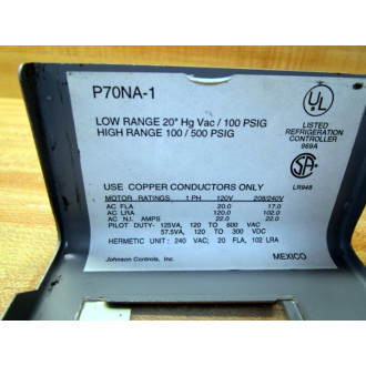 Johnson Controls P70NA-1 Penn Dual Pressure Switch P70NA1 - Used