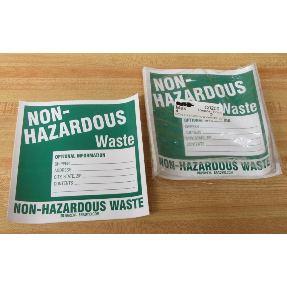 Brady 121159 Shipper Label Non-Hazardous Waste (Pack of 37) - New No Box