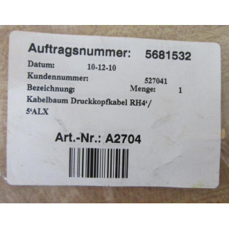 Novexx Avery A2704 Print Head Wiring Harness - New No Box
