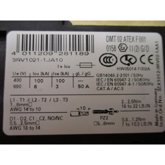 Siemens 3RV1021-1JA10 Sirius 7-10A Circuit Breaker 3RV10211JA10 - New No Box
