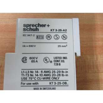 Sprecher + Schuh KT 3-25-A2 Motor Circuit Controller KT325A2 (Pack of 2) - Used
